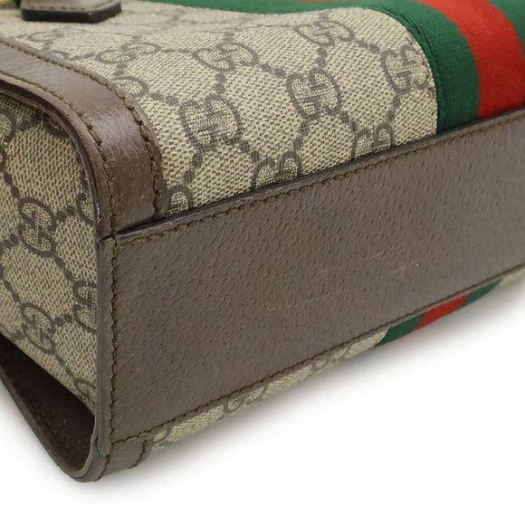 Gucci Ophidia GG Small Tote Handbag 2WAY Shoulder Bag PVC Leather Beige Mocha - Picture 3 of 9